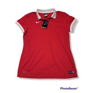 NWT Nike Dri-Fit Women's Red Laser II Short Sleeve Soccer Jersey Style Top - L